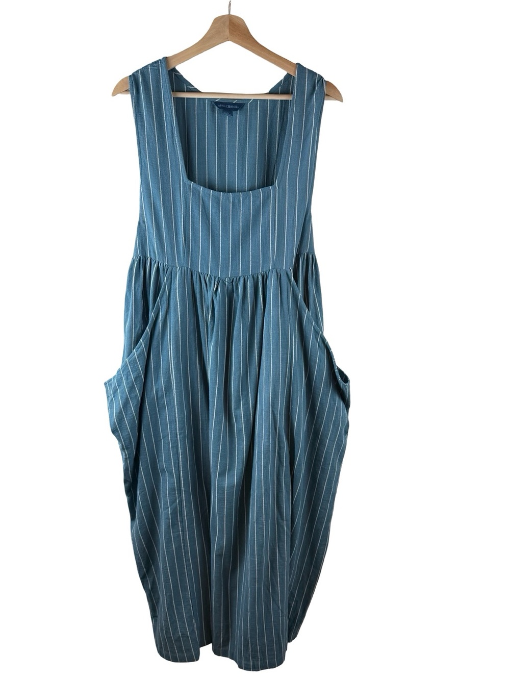 April Cornell Pinafore Dress Sz Medium Strioed Coastal Beach Casual Cottage